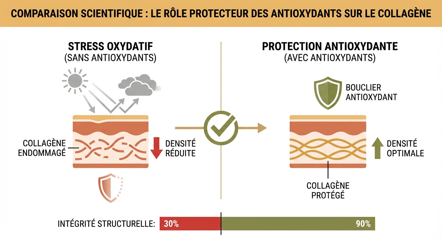 Impact du stress oxydatif sur le collagène cutané et rôle protecteur des antioxydants