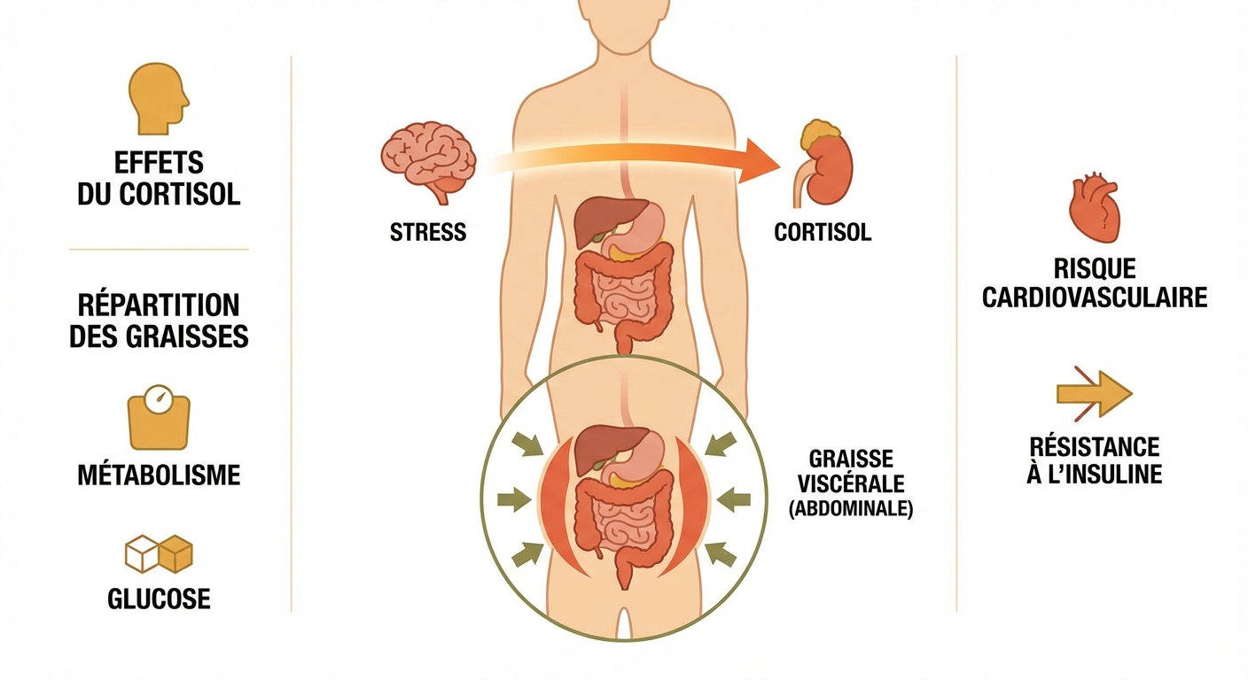 Effets du cortisol sur la répartition du tissu adipeux