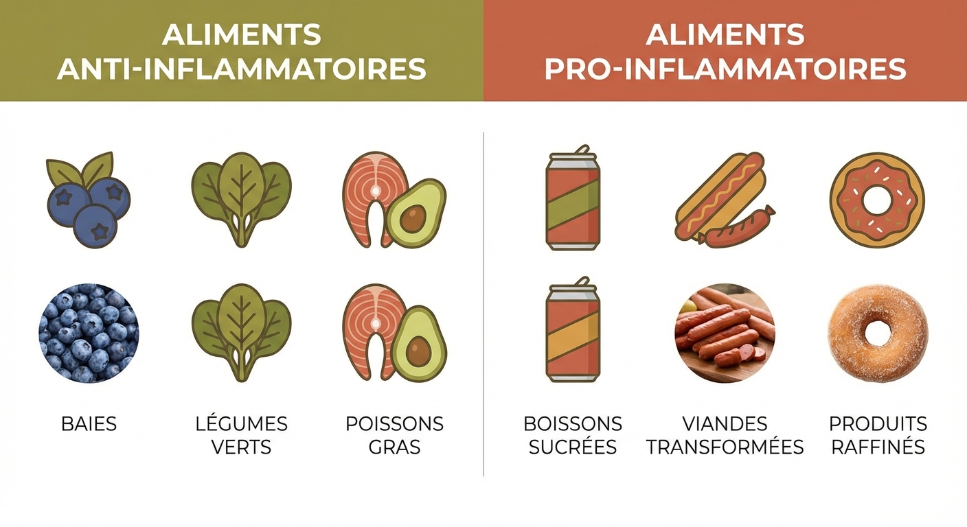 Aliments anti-inflammatoires vs pro-inflammatoires