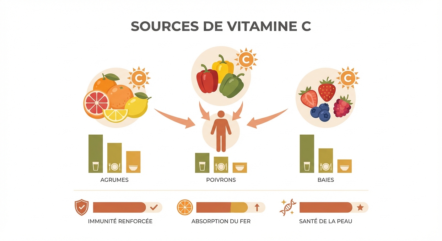 Sources de vitamine C pour la réparation tissulaire