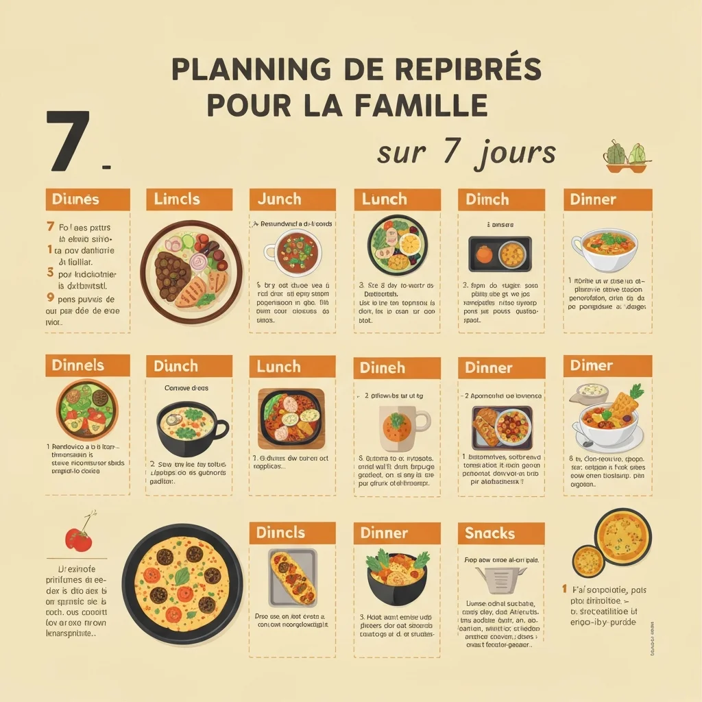 Planning de repas équilibrés pour la famille sur 7 jours