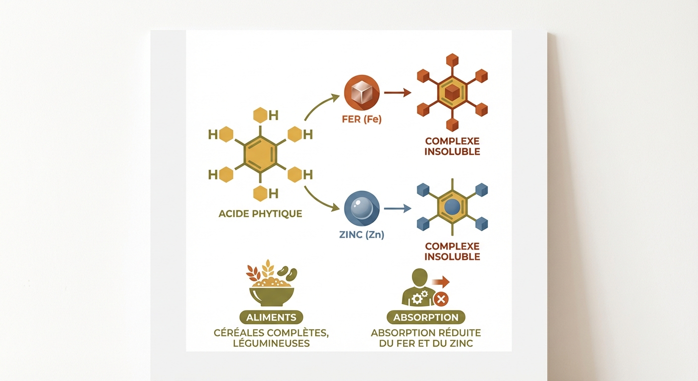 Liaison de l'acide phytique aux minéraux