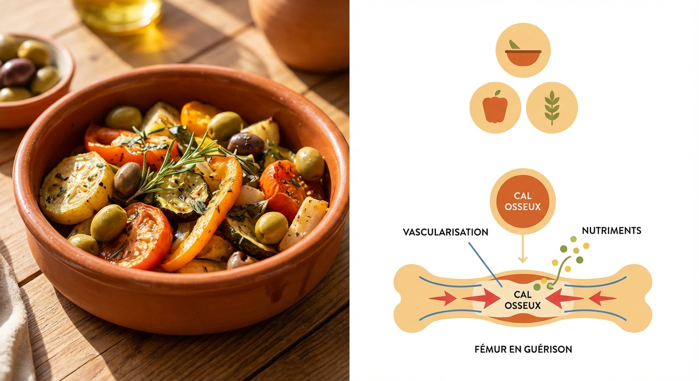 Vascularisation et apport en nutriments dans un fémur en guérison