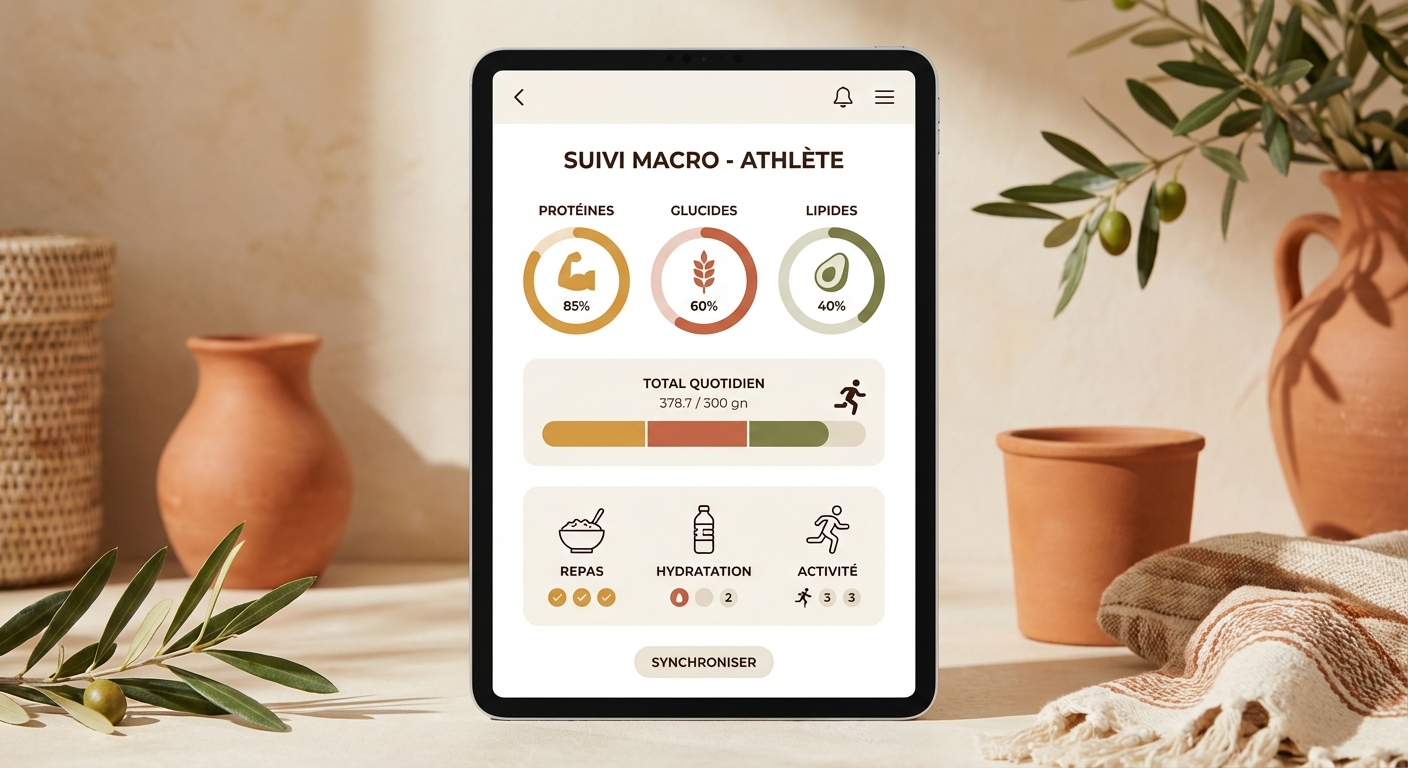 Interface d'application de suivi des macros pour athlètes