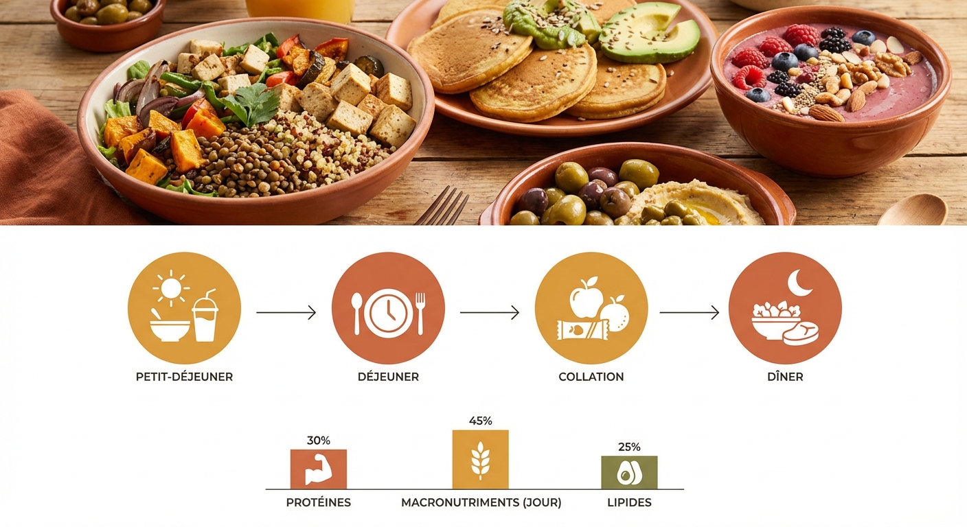 Journée type d'alimentation pour la musculation végétalienne