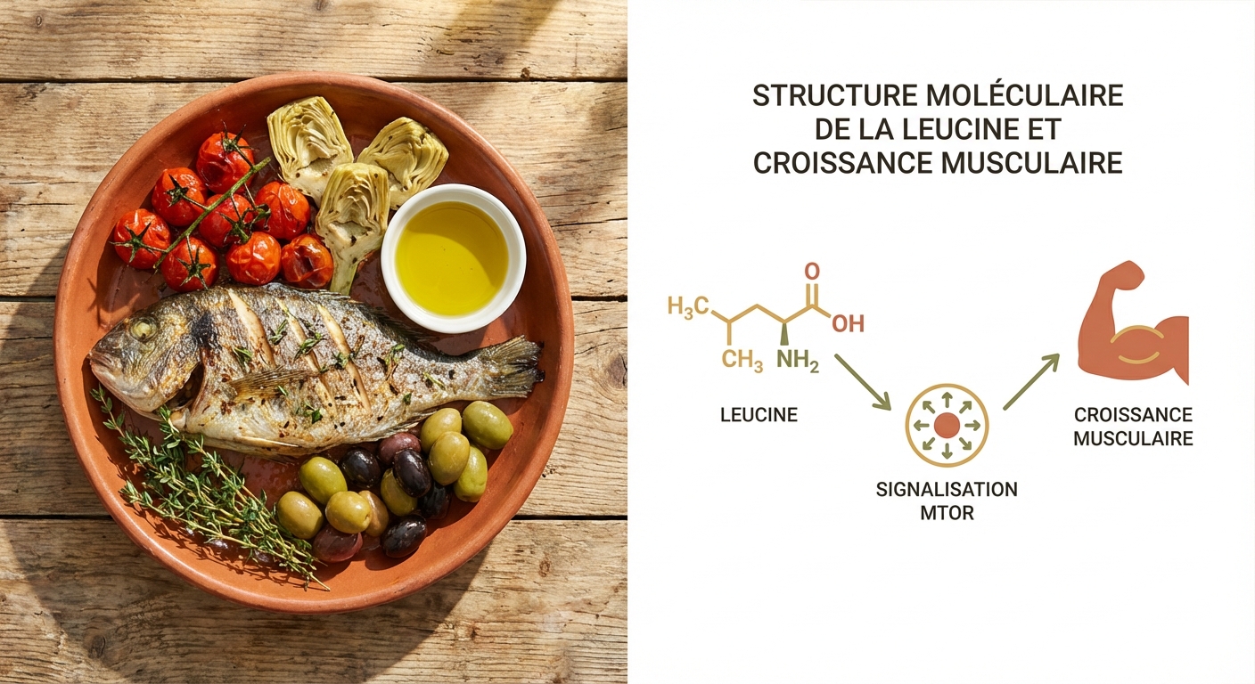 Structure moléculaire de la leucine et croissance musculaire