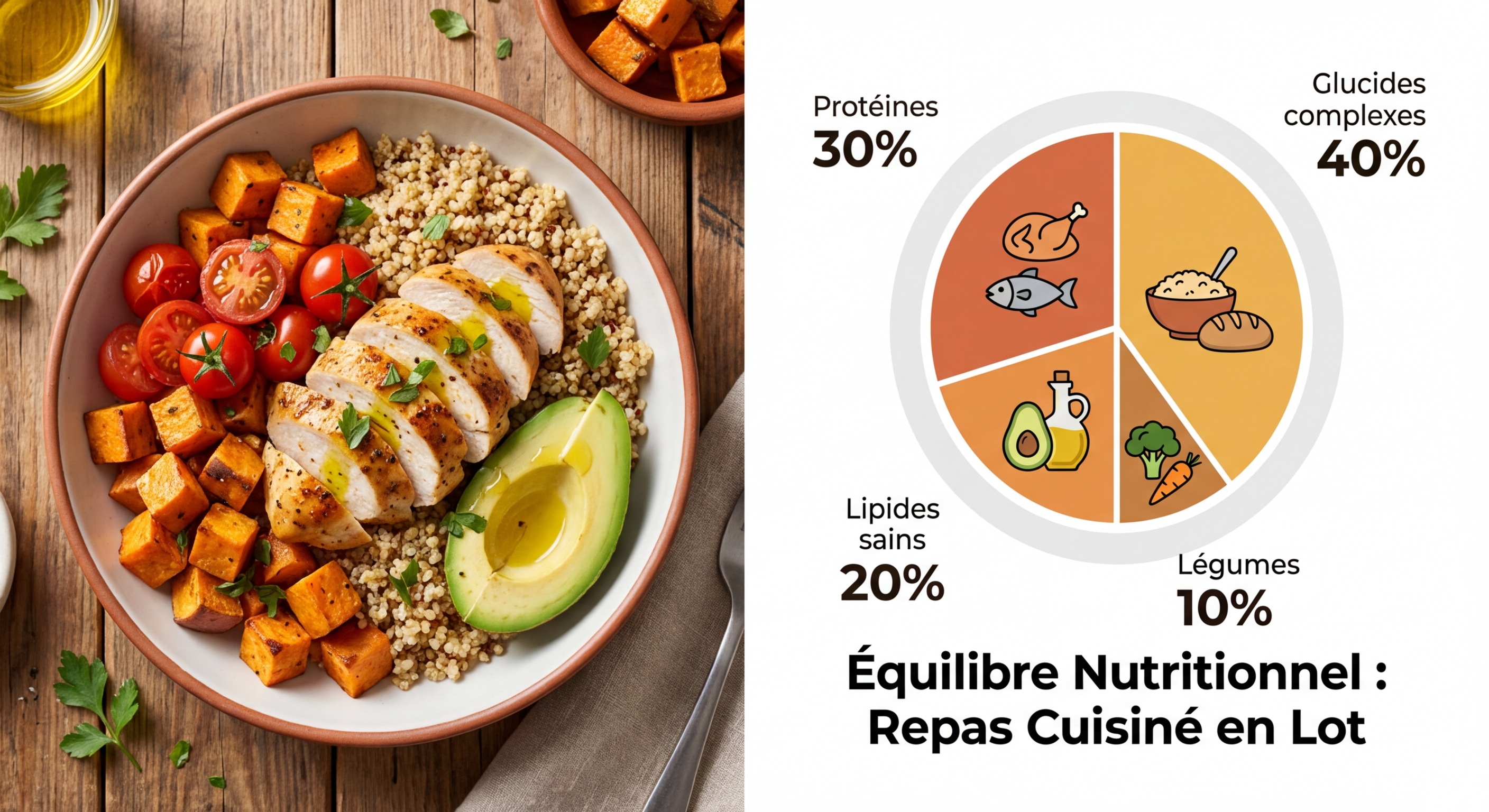 Répartition idéale des macronutriments dans un repas batch cooking équilibré