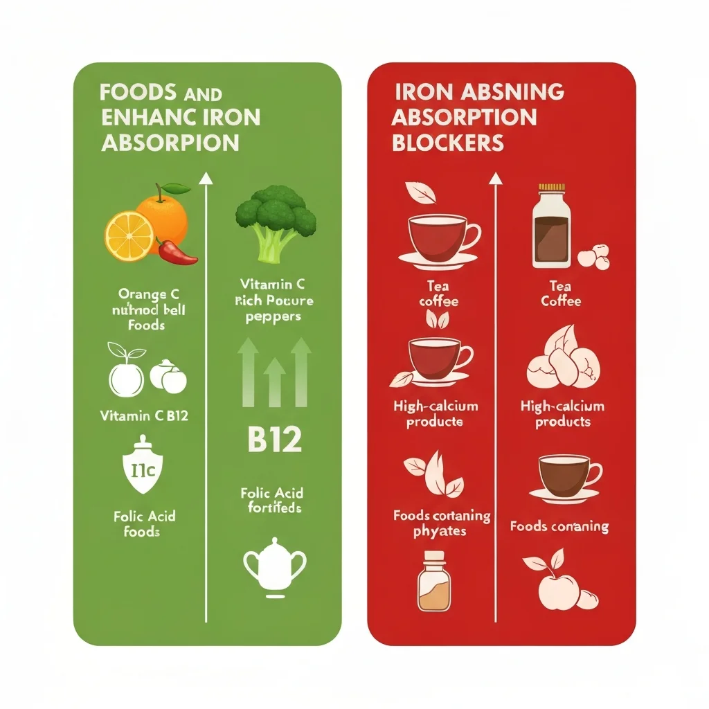 Infographie des aliments qui boostent ou bloquent l'absorption du fer