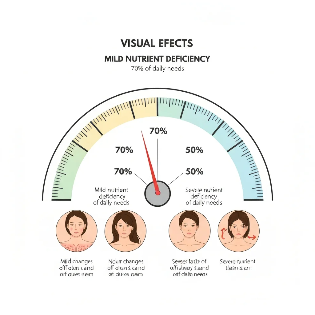 Infographie comparant une carence nutritionnelle légère et une carence sévère avec échelle visuelle des apports