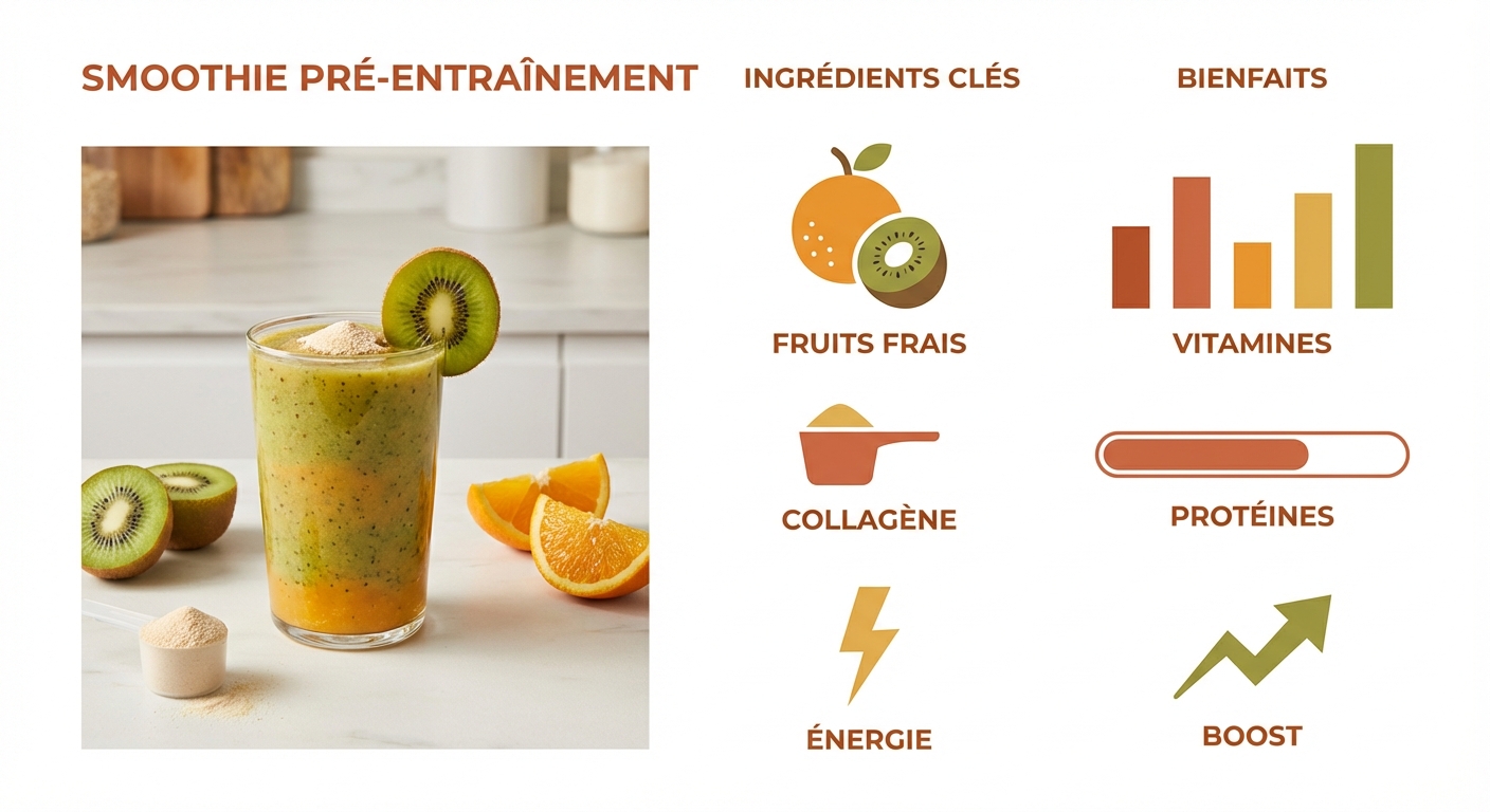 Smoothie pré-entraînement riche en vitamine C et collagène