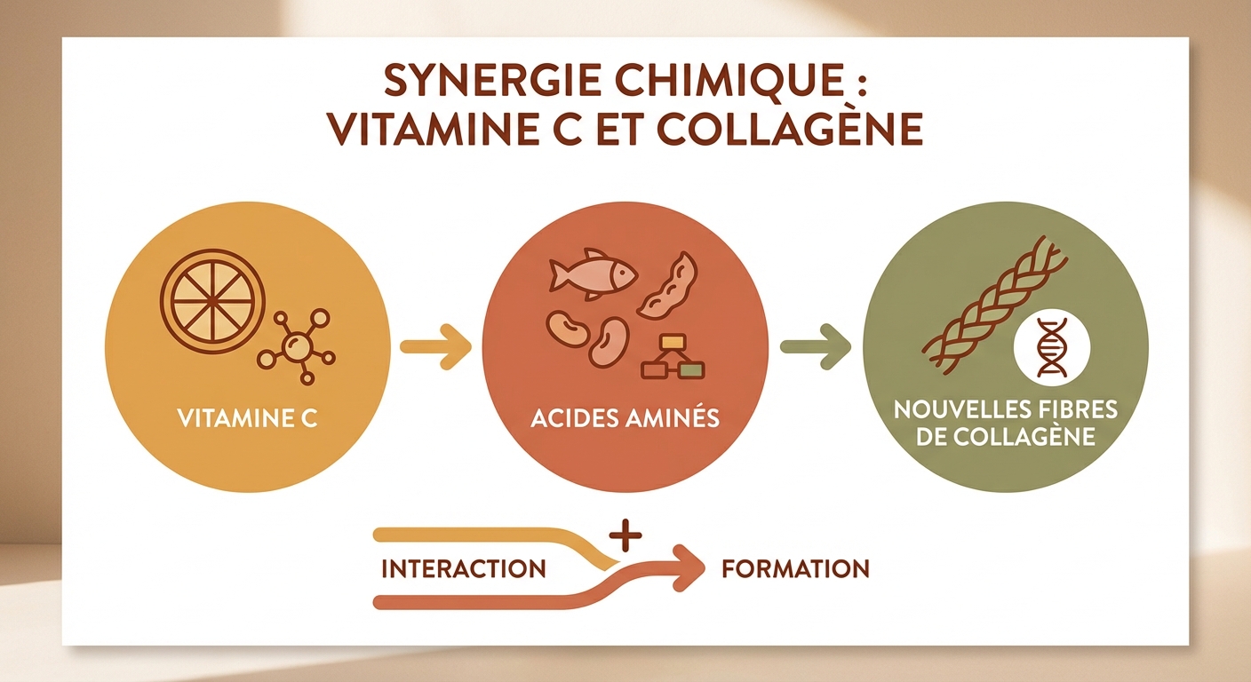 Synergie chimique entre la vitamine C et les acides aminés pour la synthèse du collagène