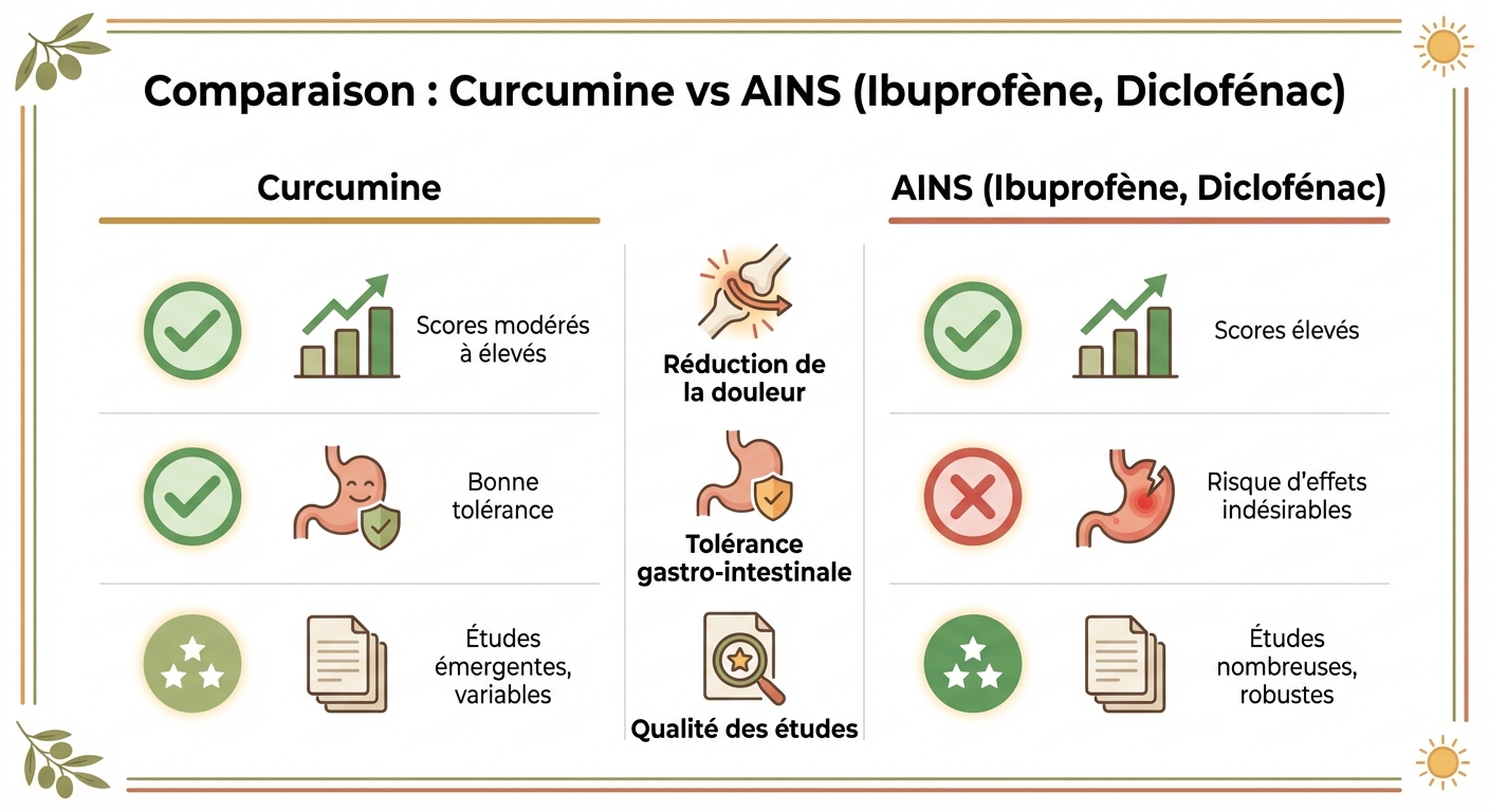 Comparaison curcumine versus anti-inflammatoires non stéroïdiens