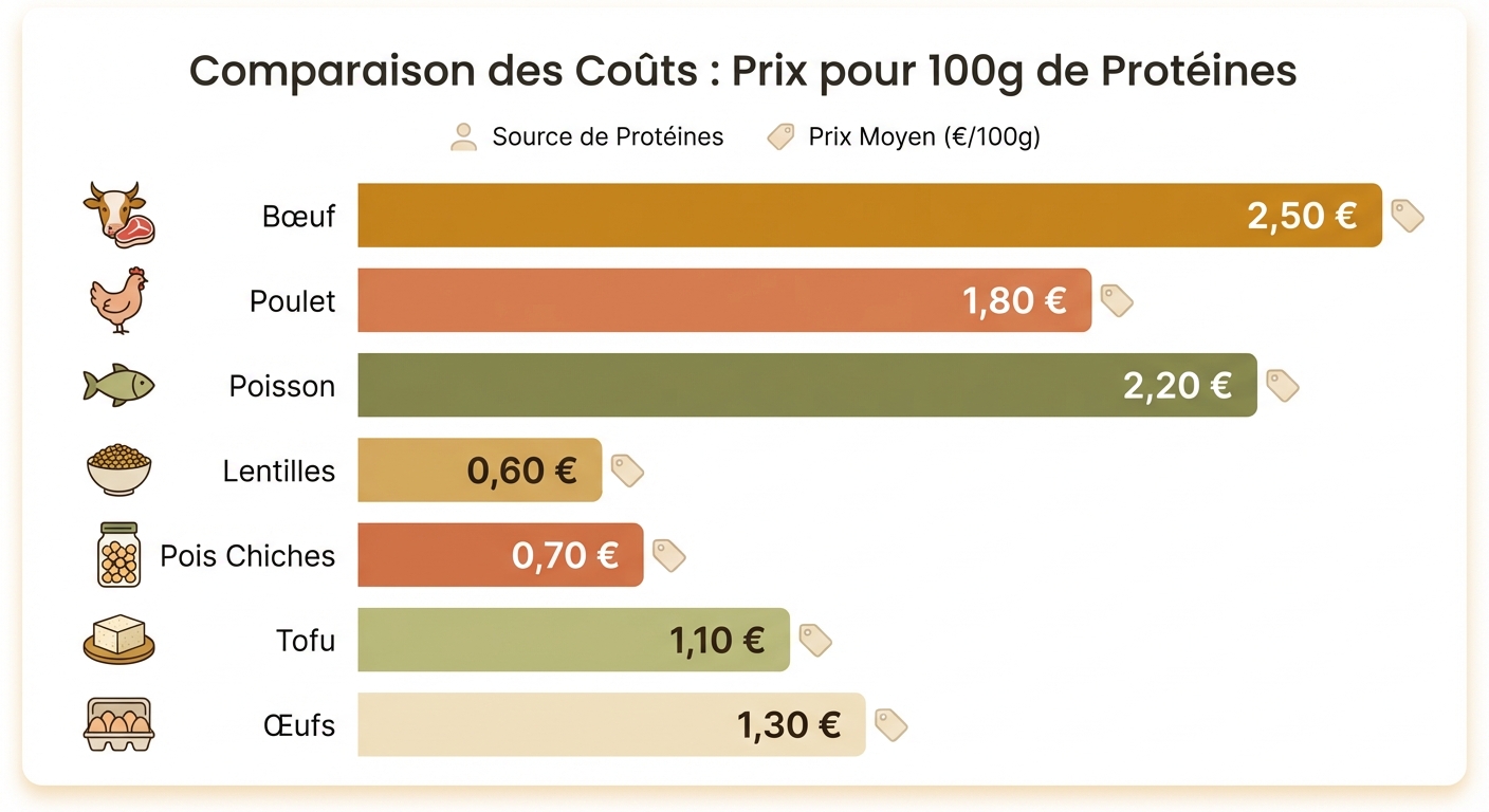 Comparatif du coût par portion de protéines : viande vs alternatives végétales