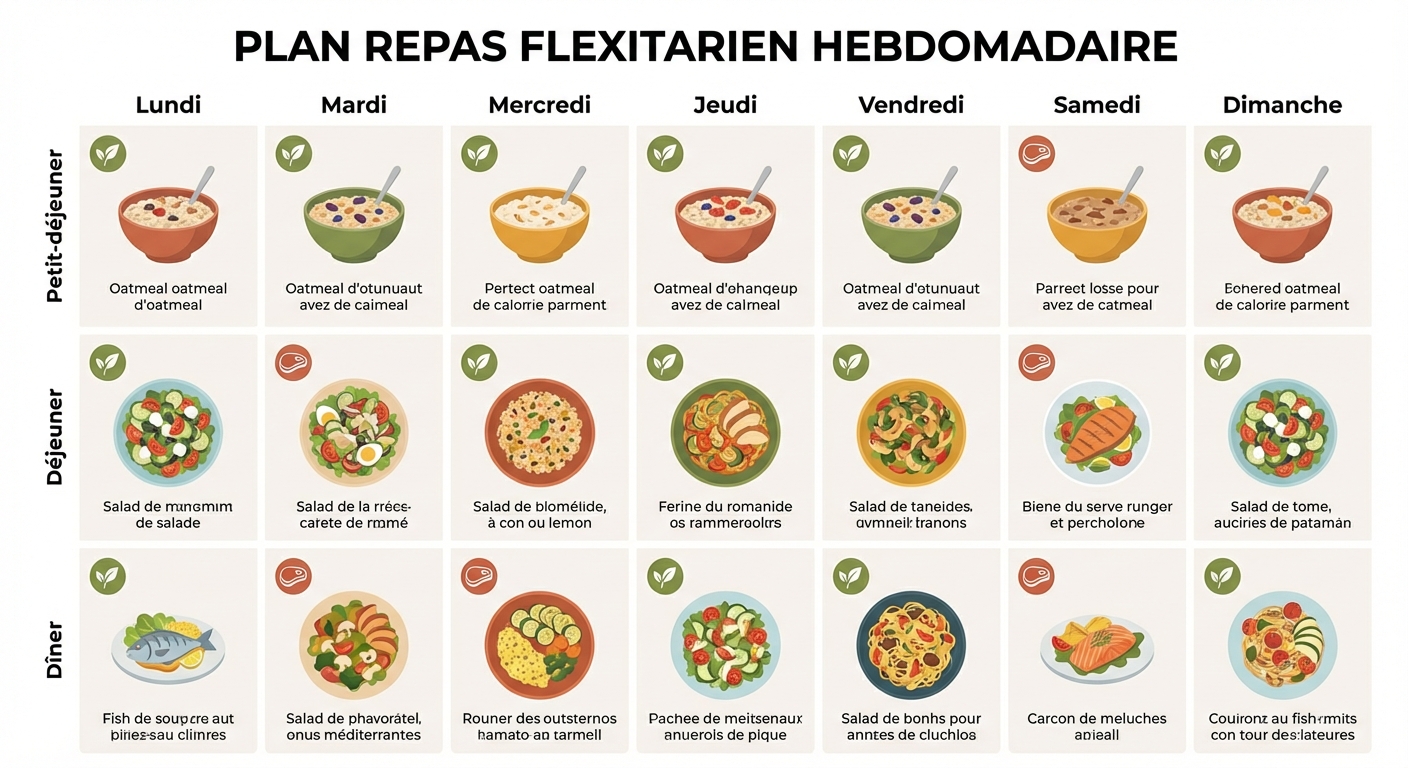 Planning de repas flexitarien sur une semaine complète