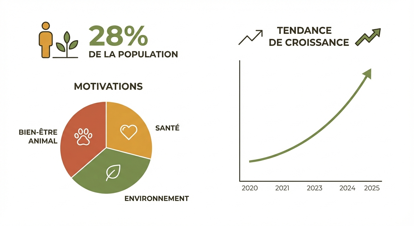 Statistiques du flexitarisme en France : pourcentage, motivations et tendances