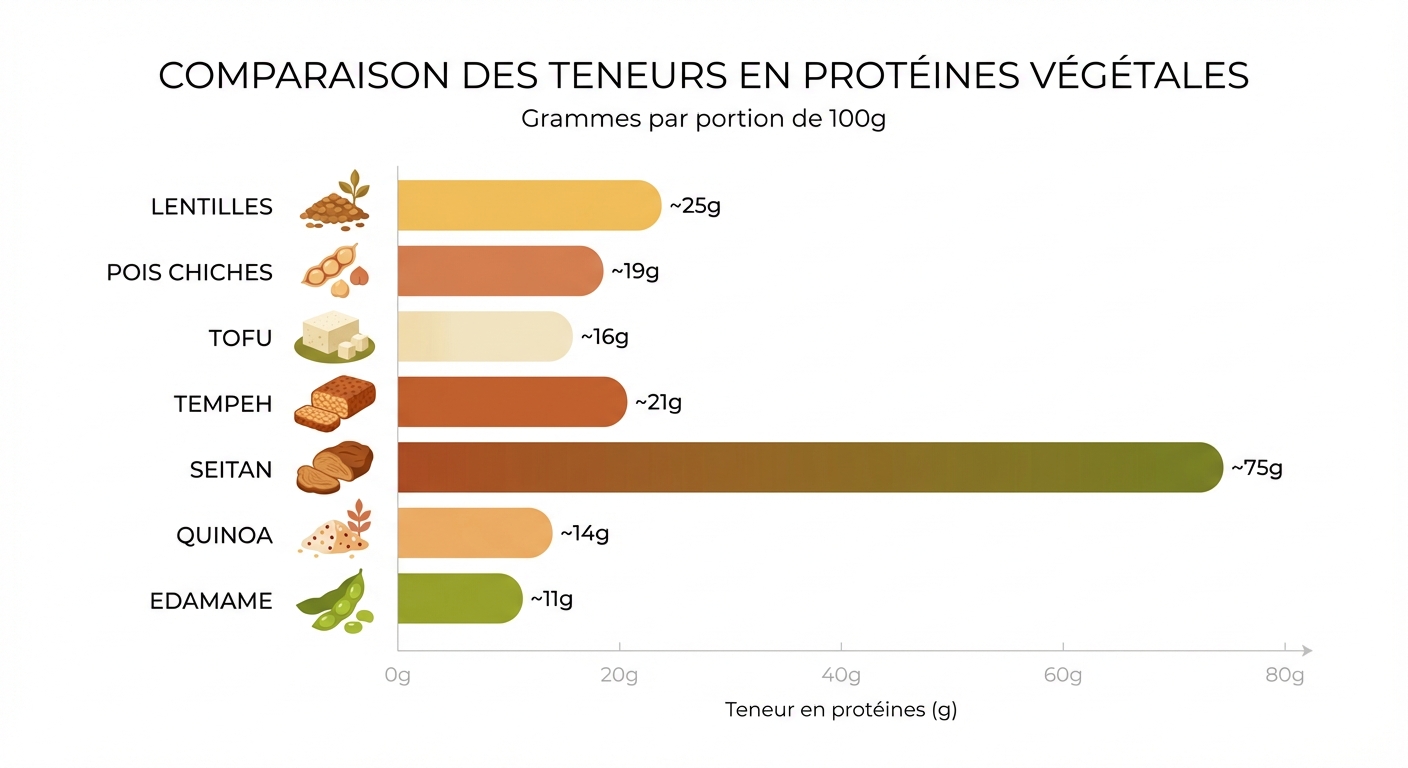 Teneur en protéines des alternatives végétales : comparatif pour 100g