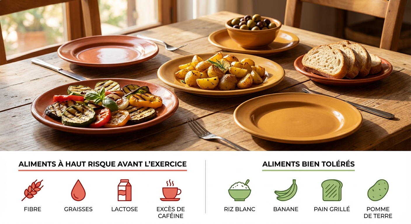 Comparaison des aliments à risque et des aliments bien tolérés avant un effort d'endurance