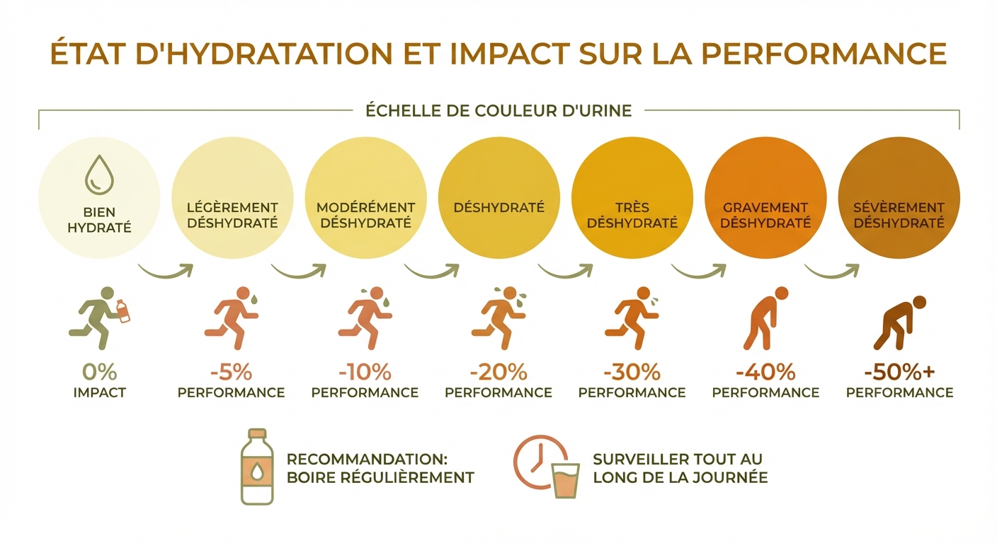 Échelle de couleur urinaire et impact de la déshydratation sur la performance