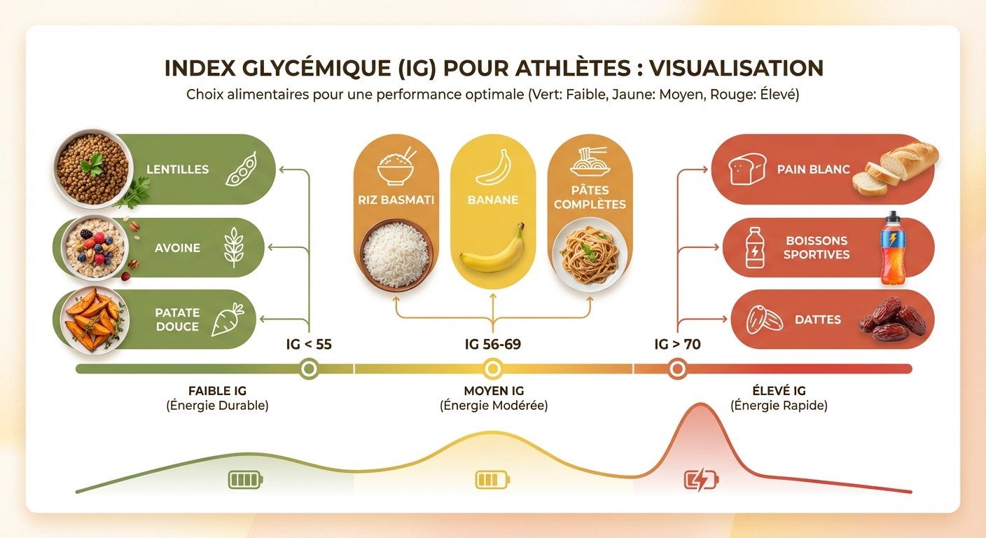 Échelle visuelle de l'index glycémique des aliments courants pour sportifs
