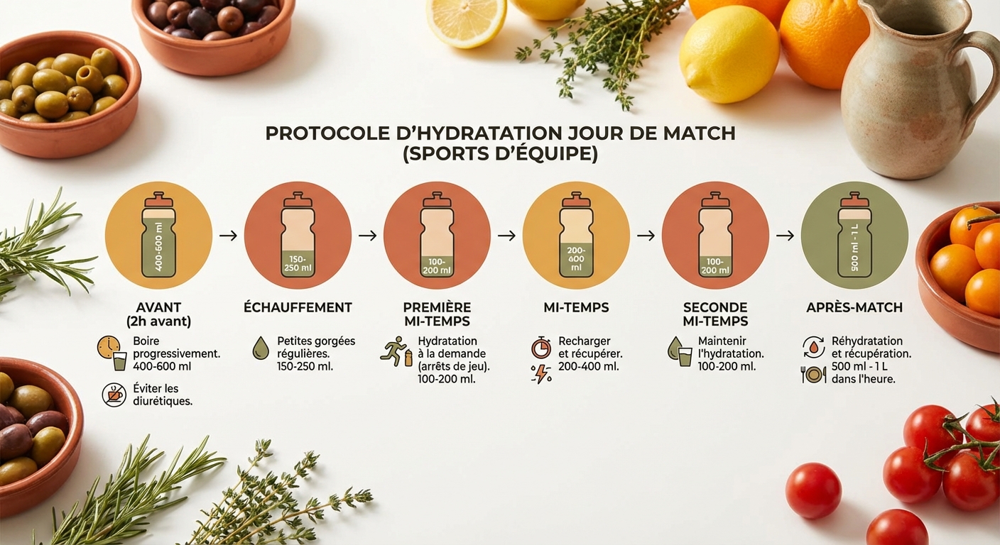 Protocole d'hydratation étape par étape pour un jour de match en sport collectif