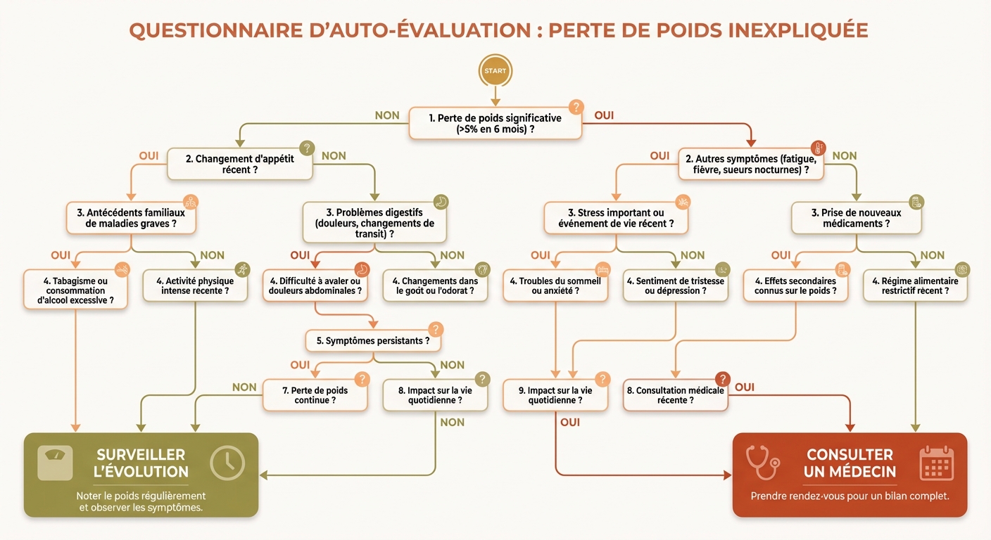 Grille d'auto-évaluation en 8 questions pour savoir si une perte de poids nécessite une consultation