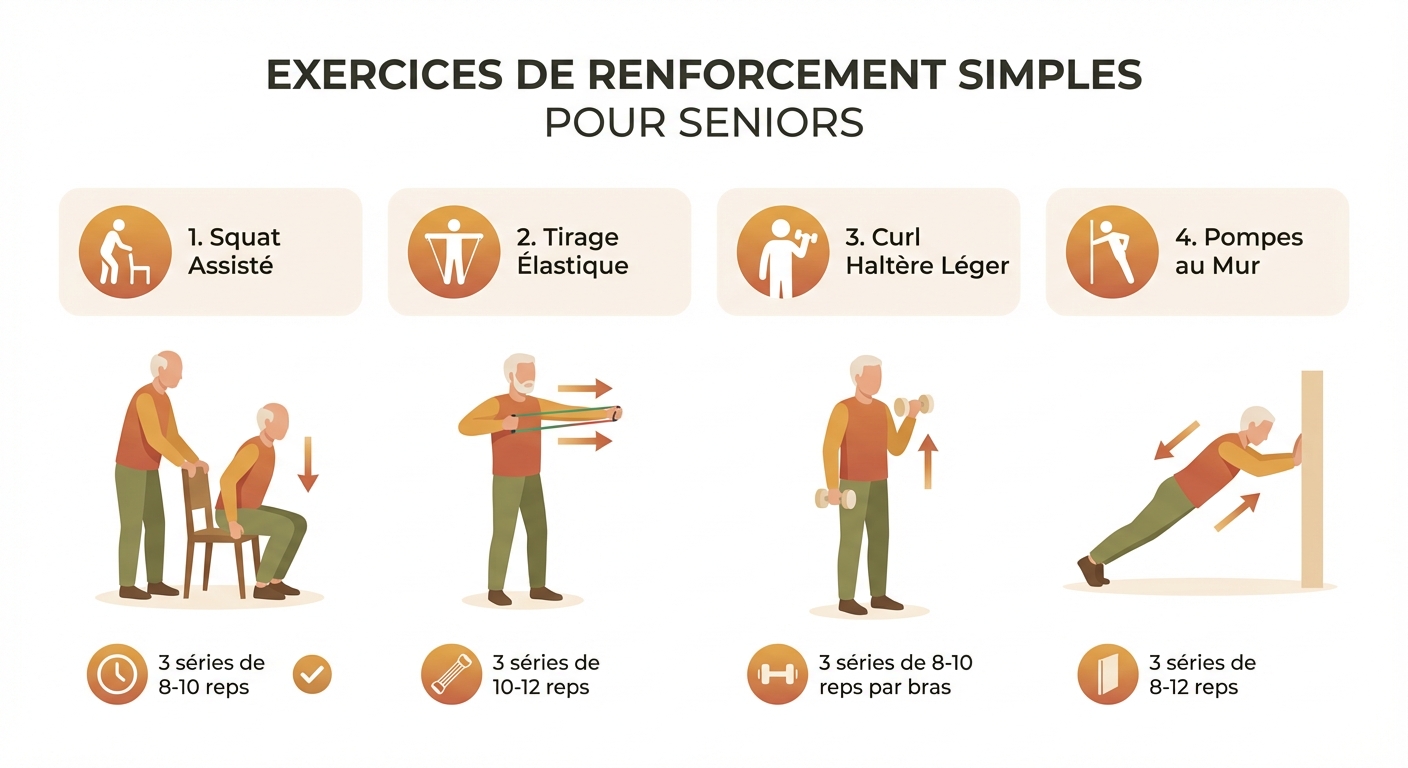 4 exercices de renforcement musculaire simples pour seniors
