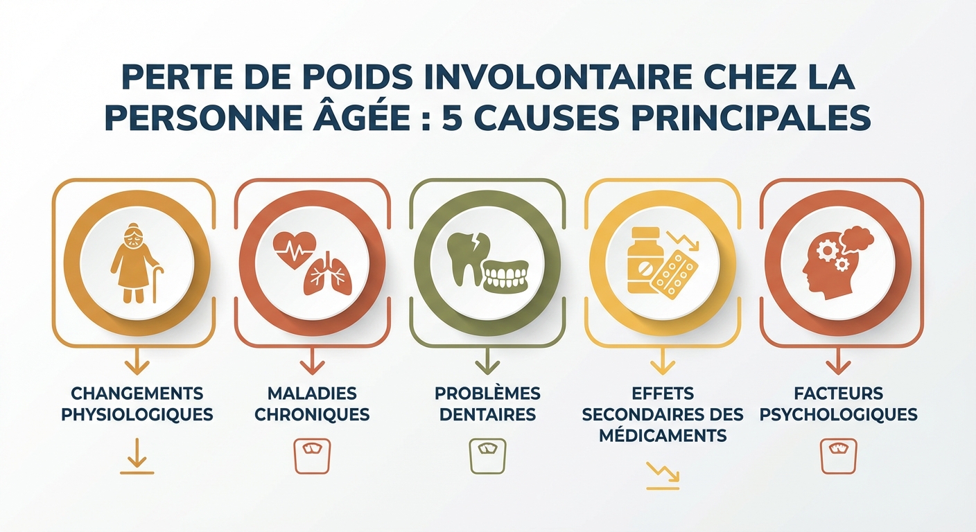 Les 5 catégories de causes de perte de poids involontaire chez le senior