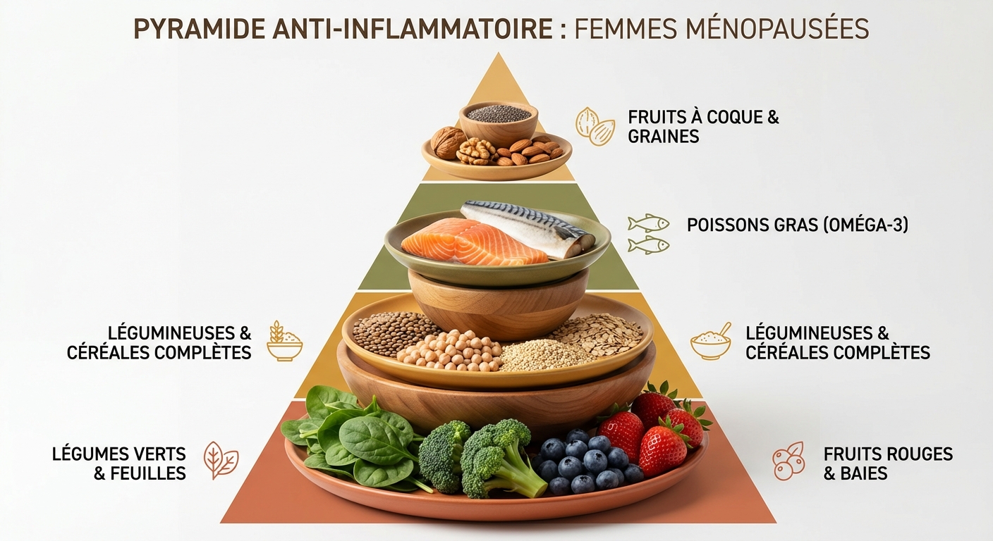 Pyramide alimentaire anti-inflammatoire adaptée aux femmes ménopausées