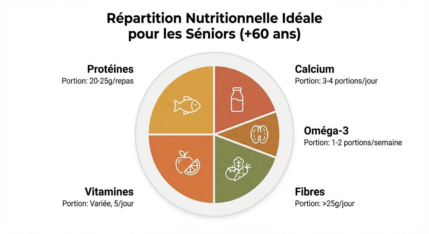 Répartition idéale des nutriments quotidiens pour les seniors de plus de 60 ans