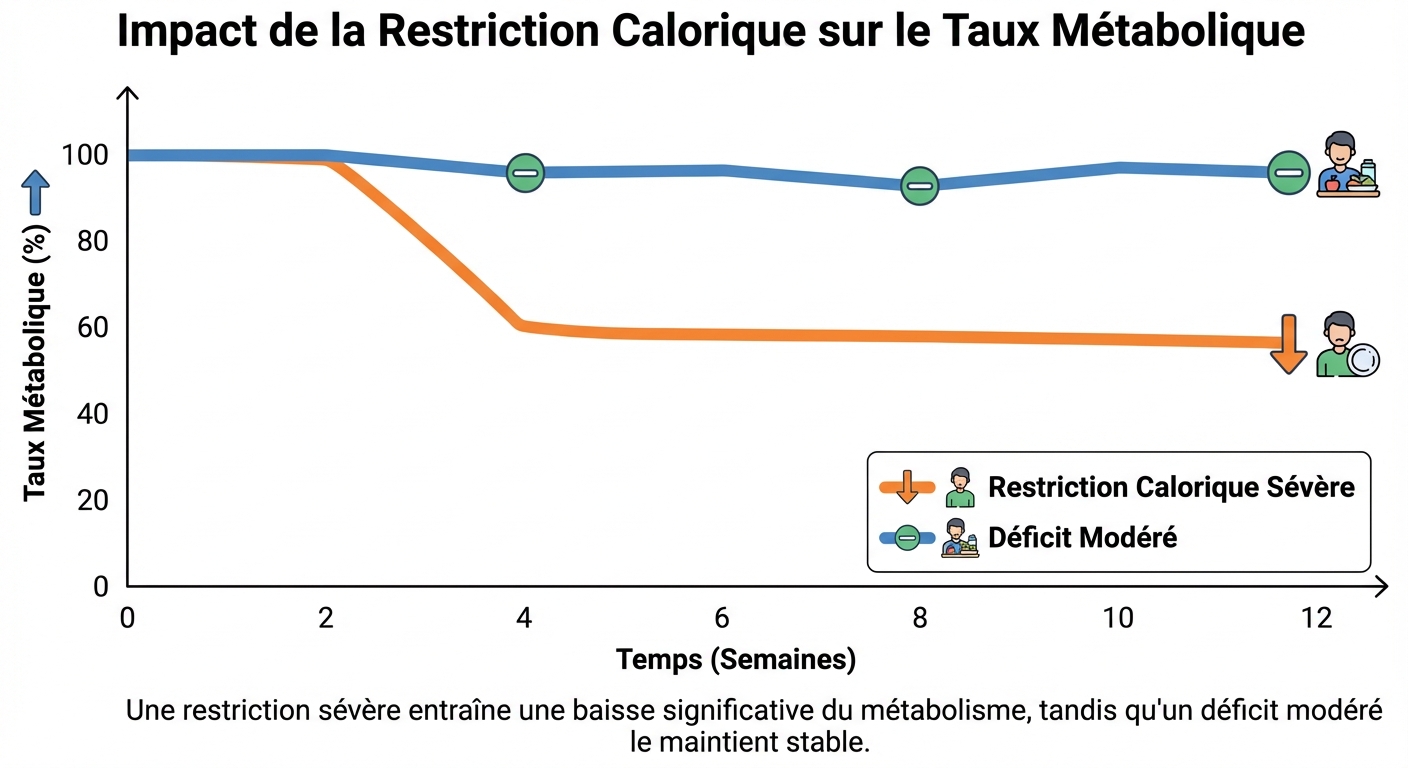 Courbe de l'adaptation métabolique face à la restriction