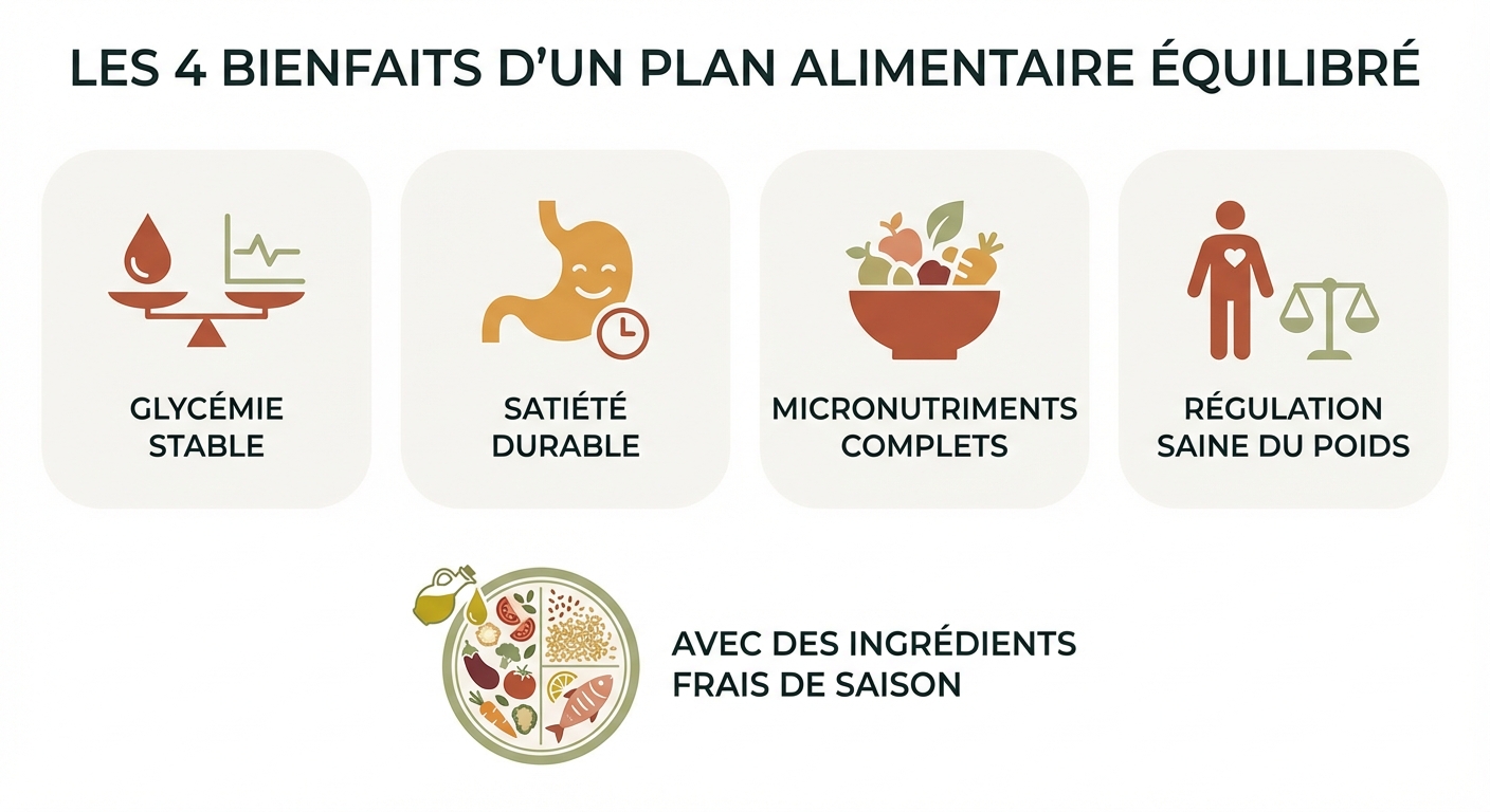 Les 4 bénéfices physiologiques d'un plan repas équilibré