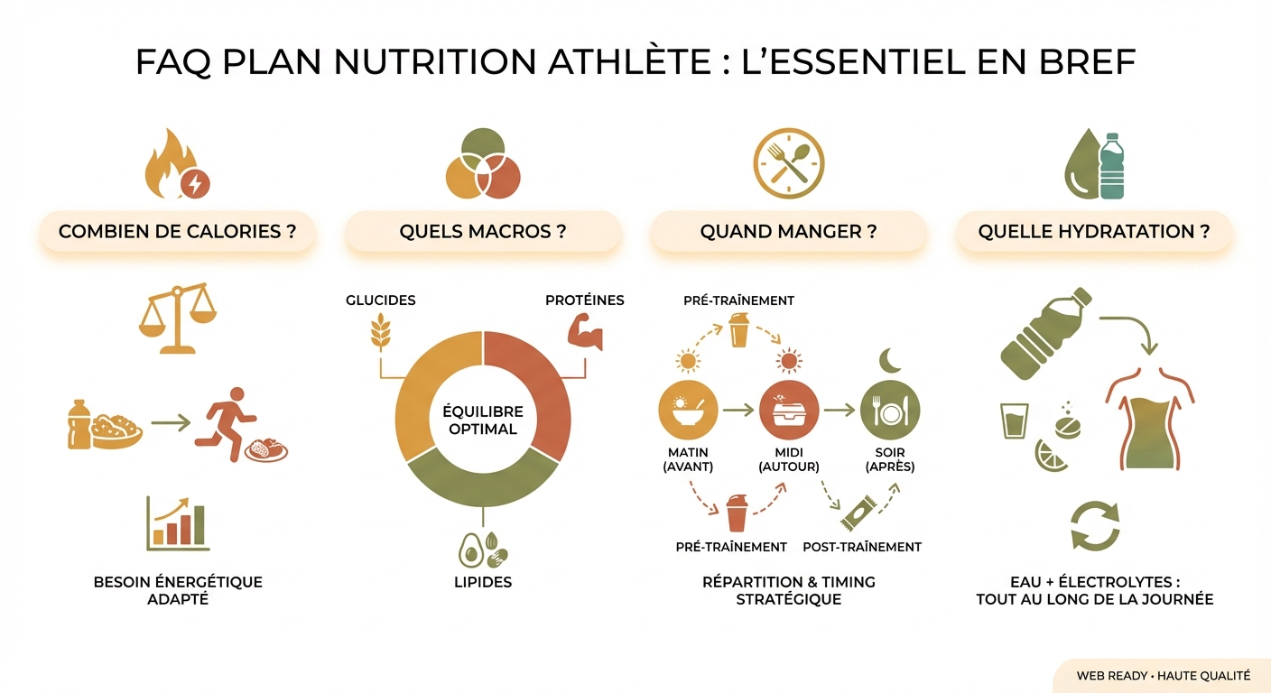 FAQ : points clés pour structurer un plan repas sportif (macros, timing, hydratation)