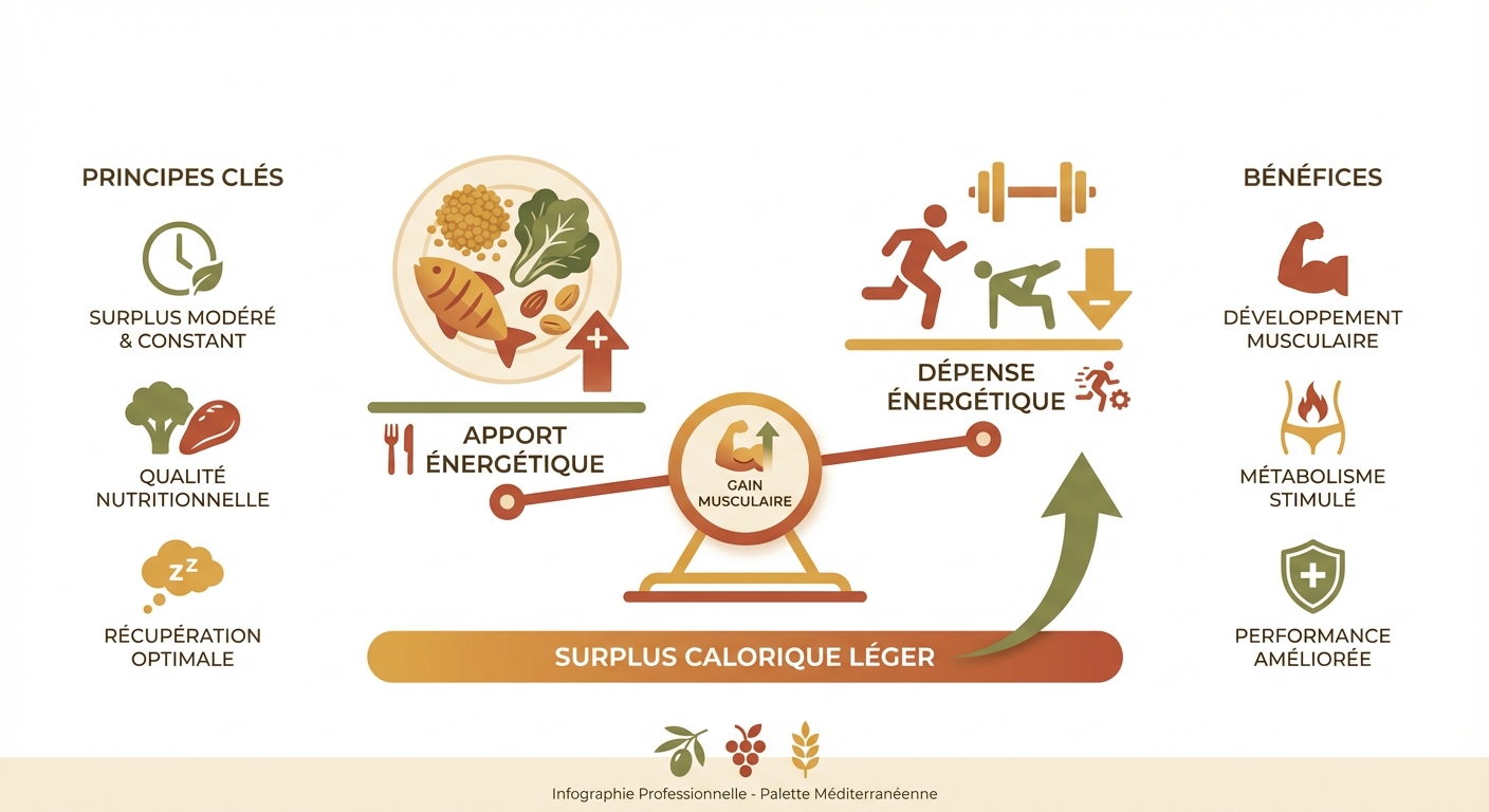 Le surplus calorique contrôlé pour l'hypertrophie musculaire