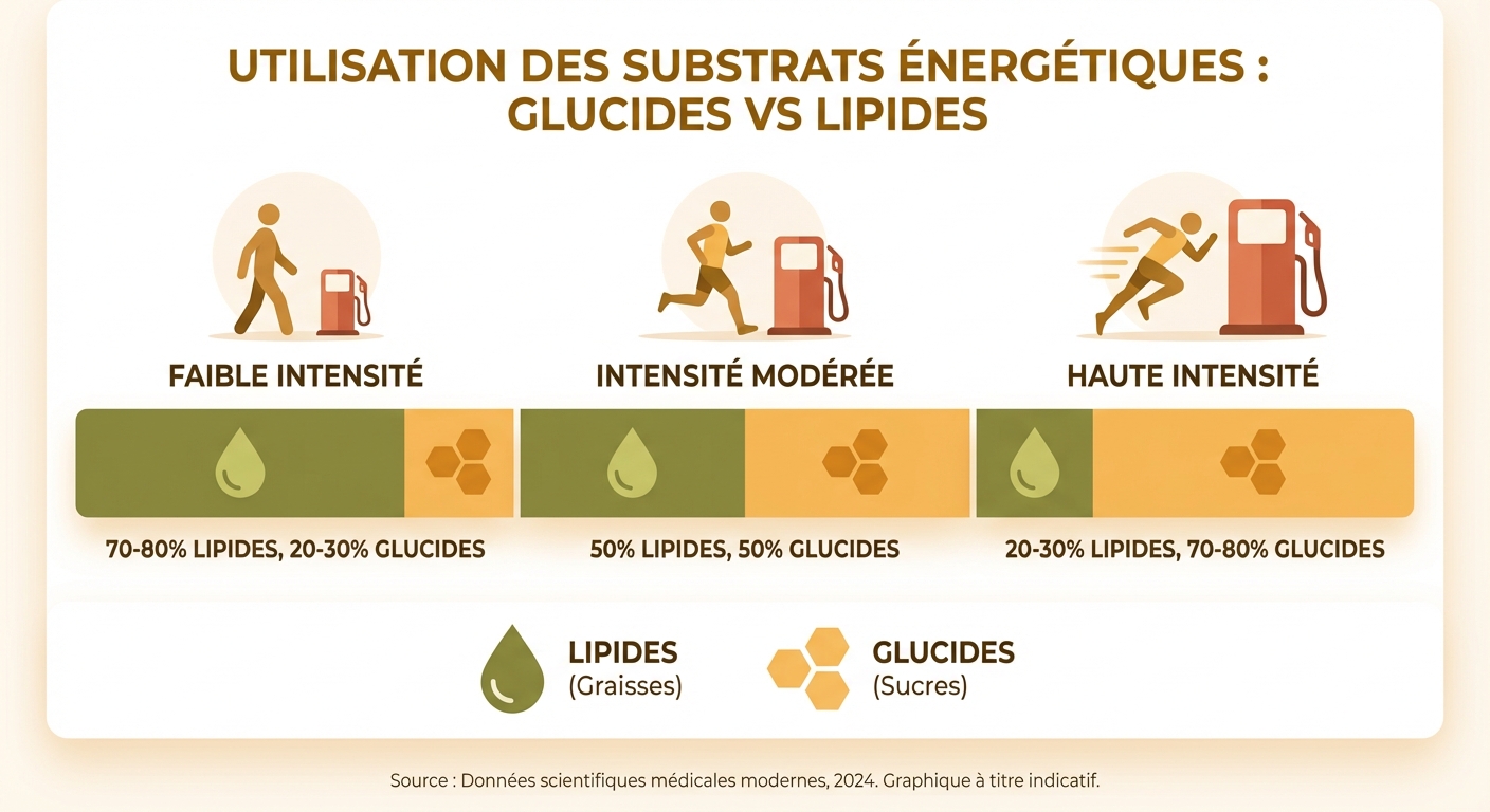 Utilisation des substrats énergétiques selon l'intensité de l'effort