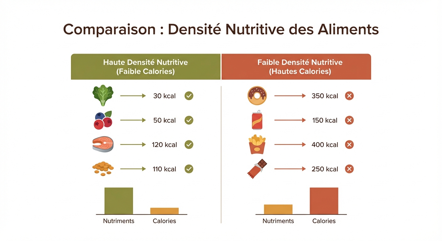Comparaison entre aliments à haute et faible densité nutritionnelle