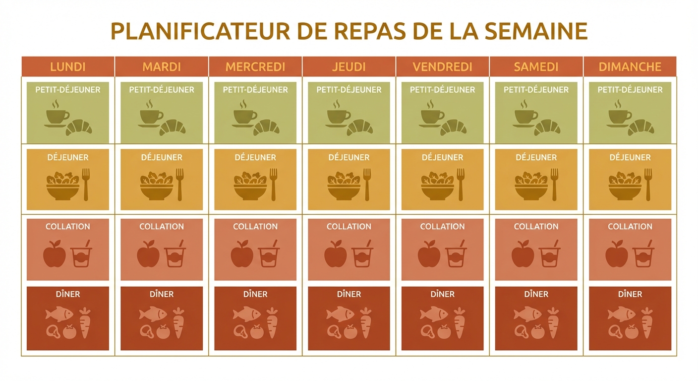 Menu hebdomadaire type pour la perte de poids : 7 jours de repas équilibrés