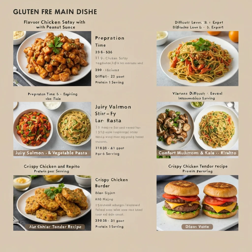 Six plats principaux sans gluten avec temps de préparation et difficulté