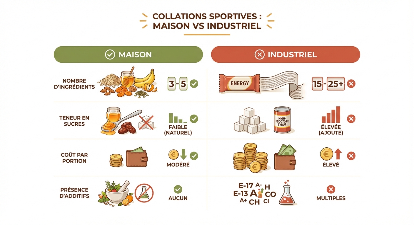 Comparatif collations sportives maison versus industrielles