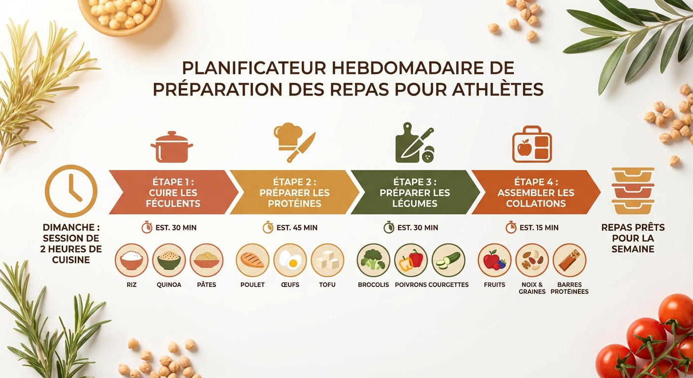 Planning de batch cooking sportif en 2 heures pour une semaine de repas