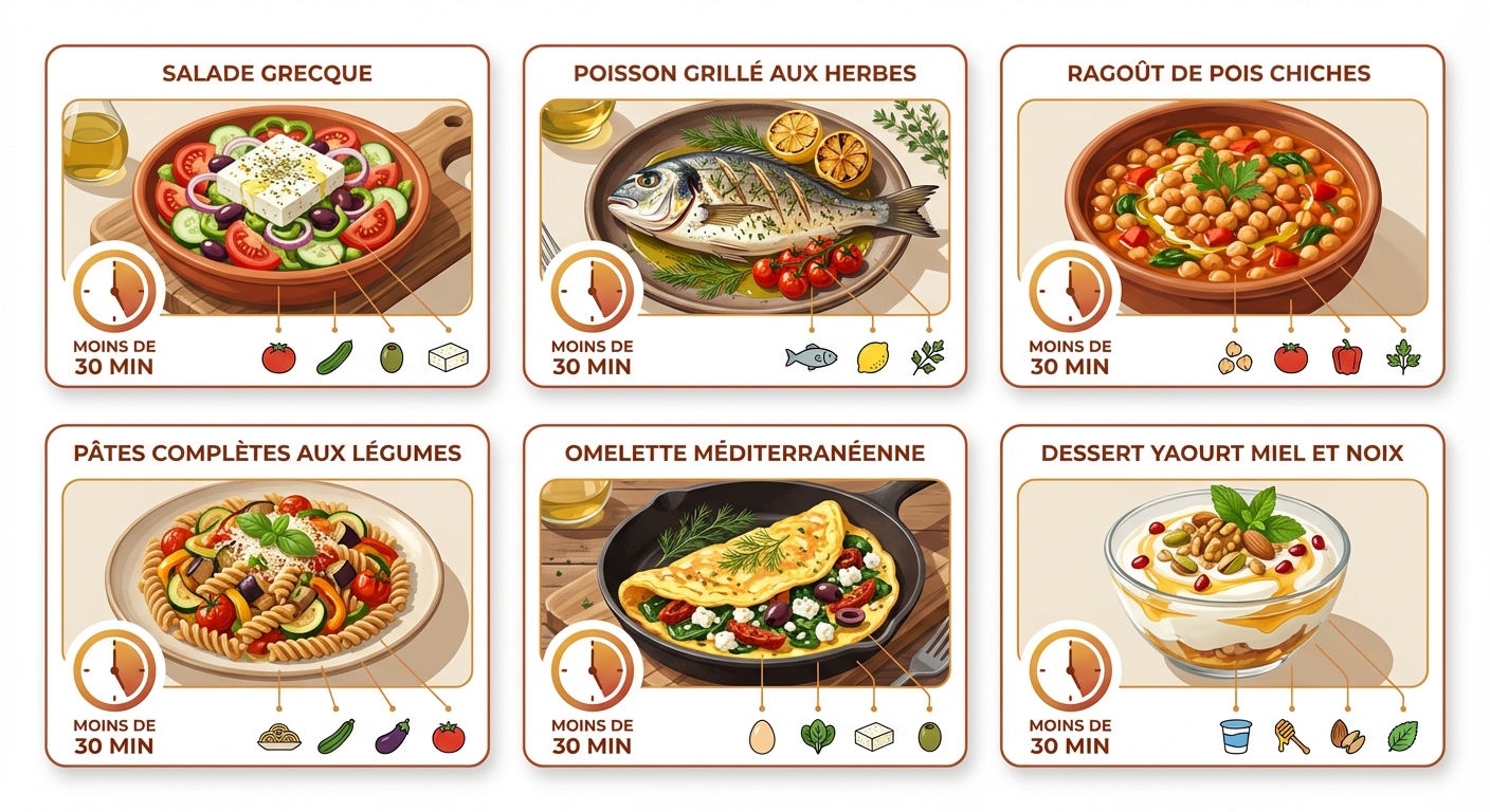 Six recettes méditerranéennes rapides réalisables en moins de 30 minutes