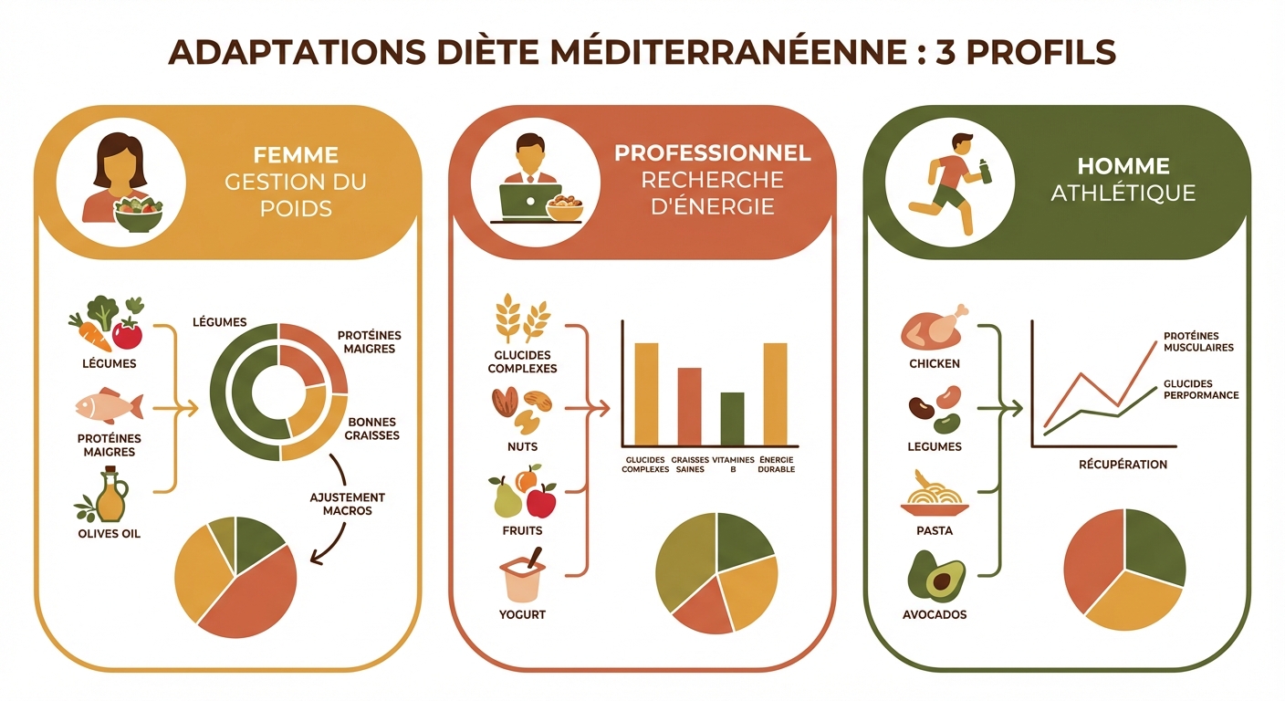 Trois adaptations du régime méditerranéen selon le profil : perte de poids, vitalité et performance sportive