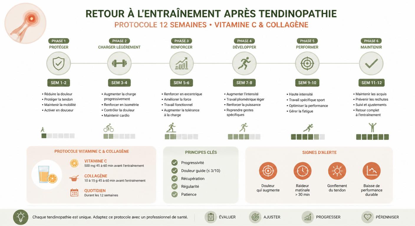 Retour à l'entraînement après tendinopathie avec vitamine C et collagène