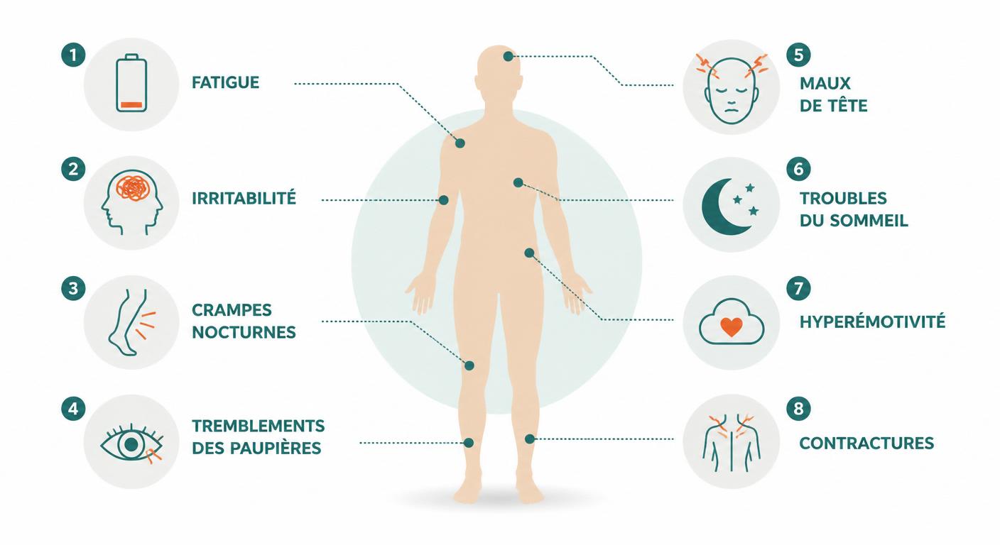 Infographie des signaux d'apport insuffisant en magnésium