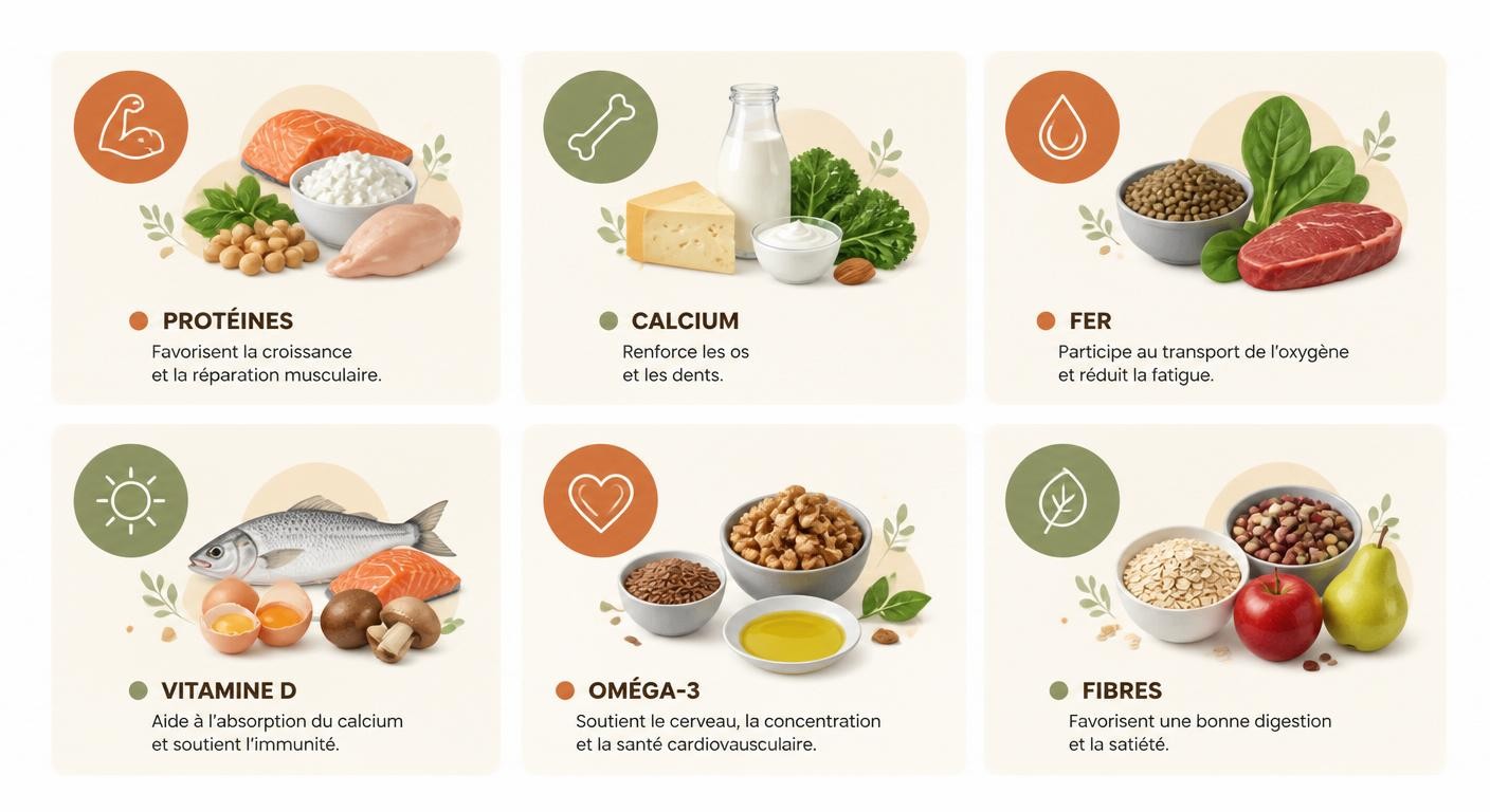 Infographie des nutriments clés pour un adolescent