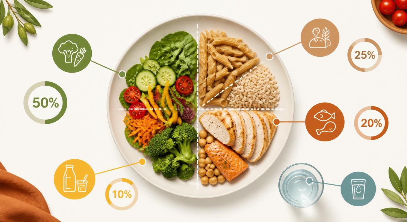 Infographie de l'assiette équilibrée pour un adolescent