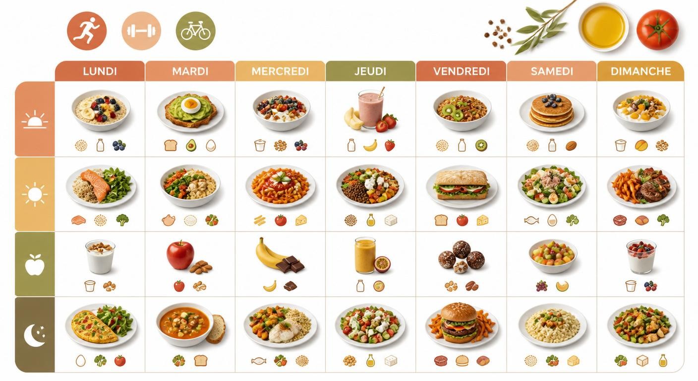 Planning des repas de la semaine pour un ado sportif avec menus variés