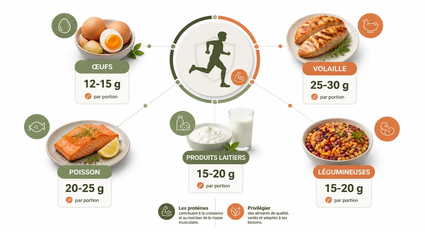 Sources de protéines et apports par portion pour l'ado sportif