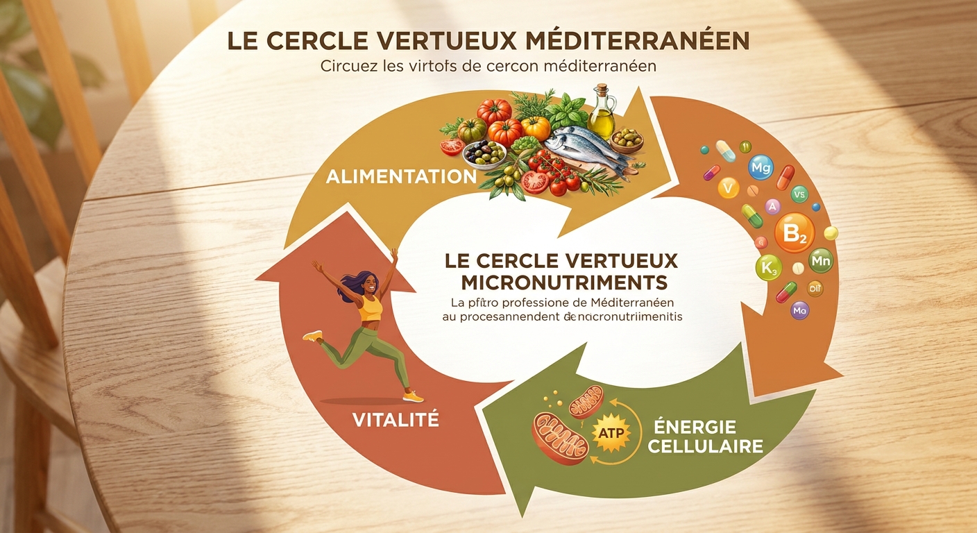 Infographie sur le cercle vertueux entre alimentation et énergie