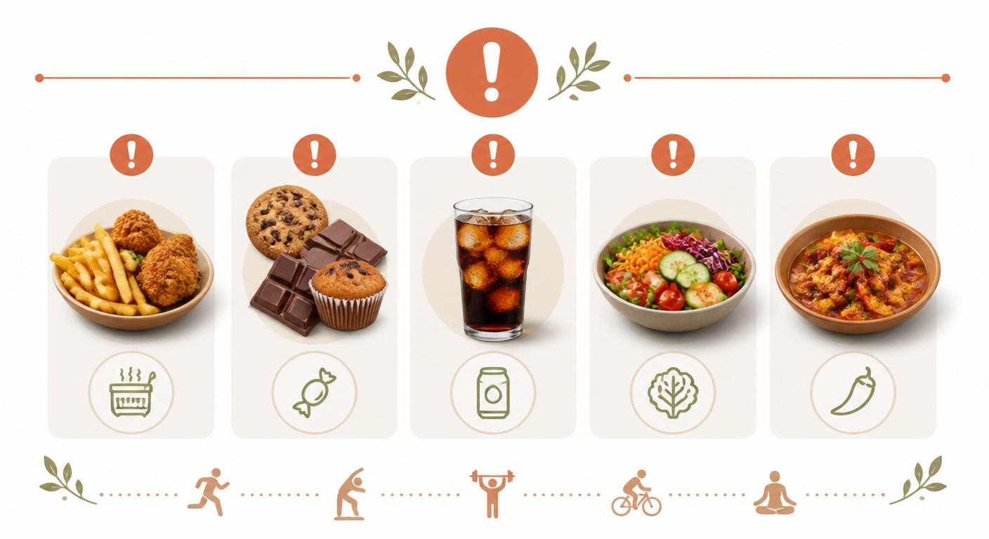 Infographie des aliments à éviter avant le sport