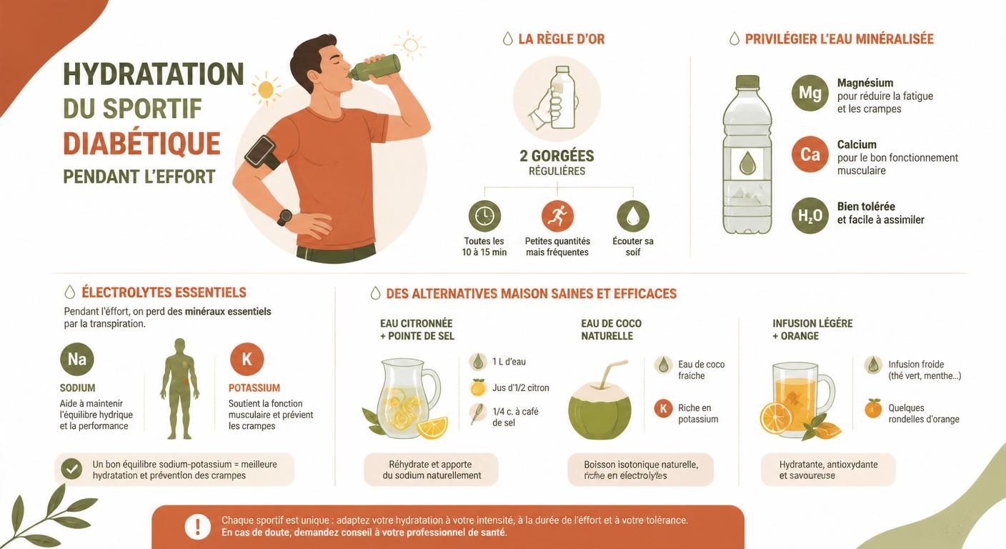 Hydratation et gestion des électrolytes pendant l'effort pour un sportif diabétique